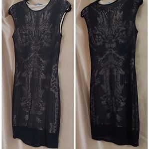 Antonio Melani Sheath Dress Navy Mesh Ivory S